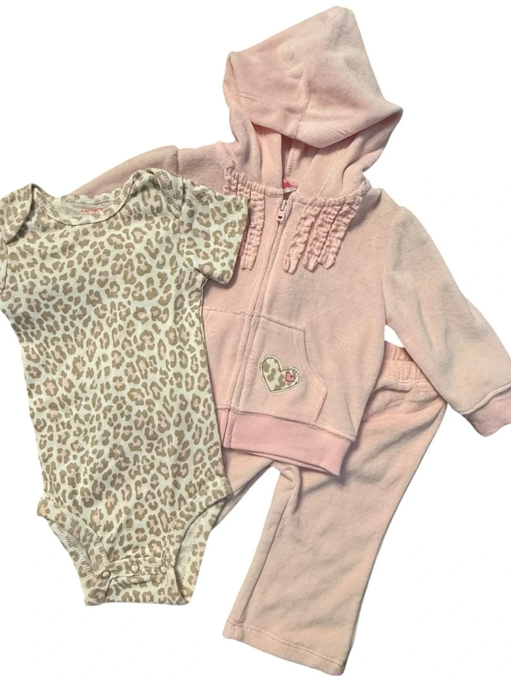 Carter’s Baby Girl 6M Pink Leopard 3 Piece Outfit Set Y2K Vintage NWT
